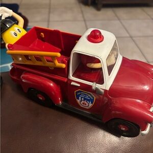 Vtg. M & M Red Fire Truck Candy Dispenser